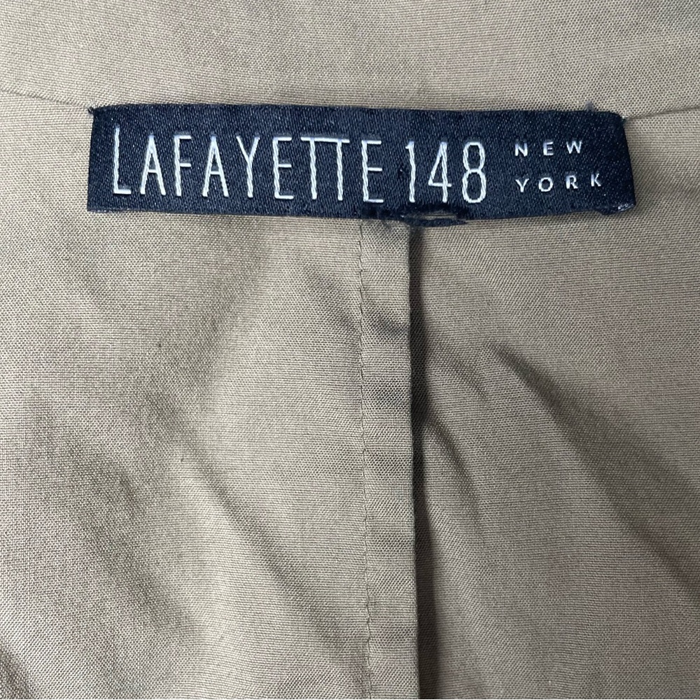 Lafayette 148 Dress Women’s Medium Green Knee Length Collar Ruched Casual - Picture 7 of 9